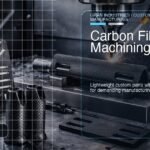 Gambar unggulan untuk artikel pemesinan serat karbon yang menunjukkan suku cadang khusus yang ringan dalam pengaturan manufaktur yang presisi