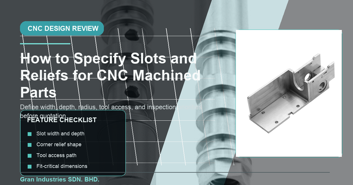 Slot and relief specification checklist for CNC machined parts