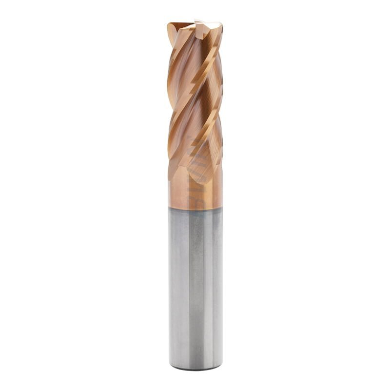 Corner Radius End mill: 12mm Cutter Dia, 30mm LOC, 1mm Radius, 12mm Shank Dia, 75mm OAL, 4 Flutes, Solid Carbide, TiSiN Coated