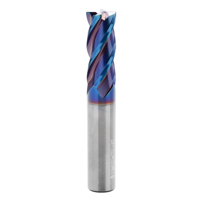 Square End mill: 12mm Dia, 30mm LOC, 75mm OAL, 4 Flute, Solid Carbide, Nano Blue Coated